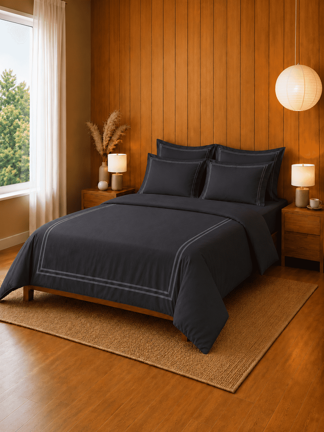 Merrowing 800 TC Cotton Queen Size Duvet Cover with Pillowcases