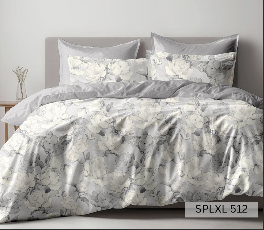 Grey and white large abstract watercolour blooms, English Home 220TC SPLXL512
