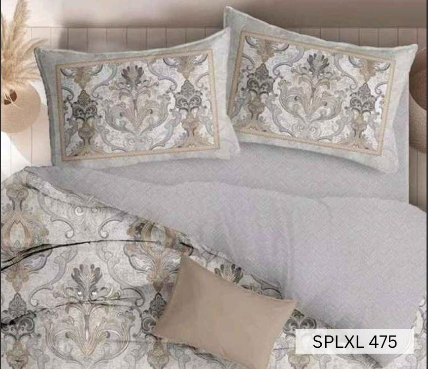 Pale grey baroque damask medallion panels with gold, English Home 220TC SPLXL475