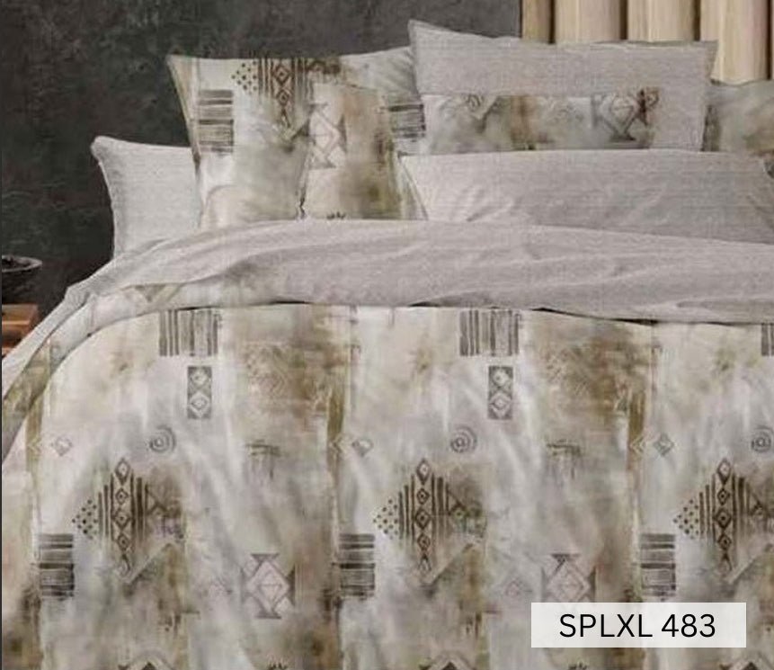 Taupe and olive washed abstract patchwork with tribal marks, English Home SPLXL483