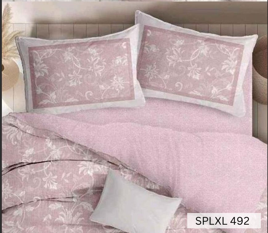 Dusty pink bedding with white outline floral panel pillow covers, English Home 220TC
