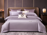 Embroidered border cotton bedding set with duvet cover and pillow covers