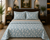 Flora Floral Printed 3 Pcs Cotton King Size Bedcover Set
