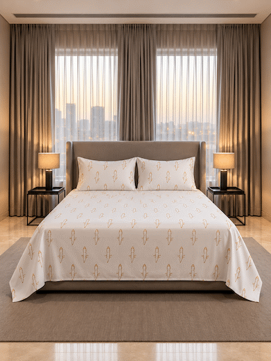 Golden Foxy King-Size Cotton Bedsheet for Kids' Room