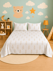 Golden Foxy King-Size Cotton Bedsheet for Kids' Room