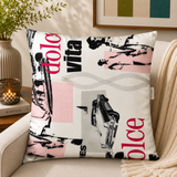 White typography printed polysilk cushion cover with vintage car graphics