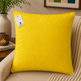 Yellow smiley printed cotton cushion cover with cheerful graphic design