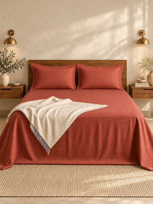 Linen Collection Queen Size Bedsheet with 2 Pillowcases