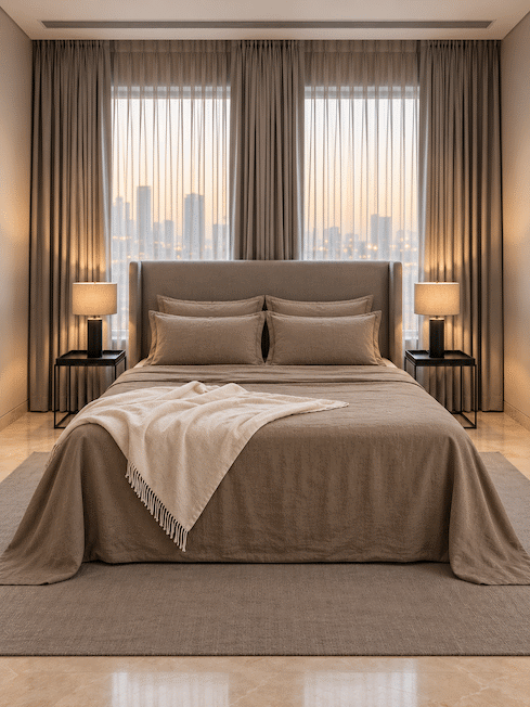 Linen Collection Queen Size Bedsheet with 2 Pillowcases