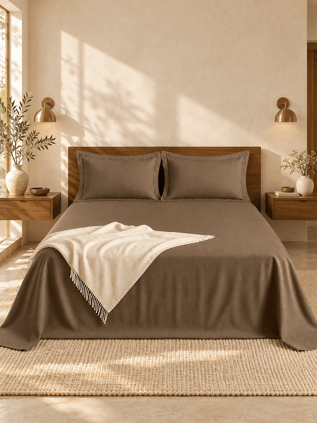 Linen Collection Queen Size Bedsheet with 2 Pillowcases