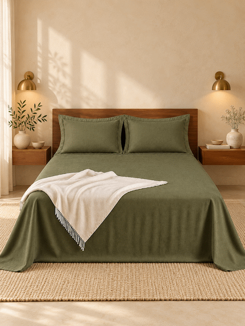 Linen Collection Queen Size Bedsheet with 2 Pillowcases