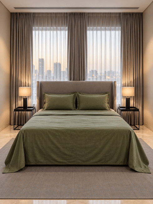 Linen Collection Queen Size Bedsheet with 2 Pillowcases