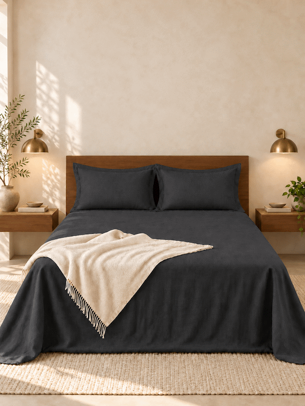 Linen Collection Queen Size Bedsheet with 2 Pillowcases