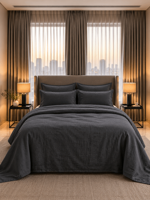Linen Collection Queen Size Bedsheet with 2 Pillowcases