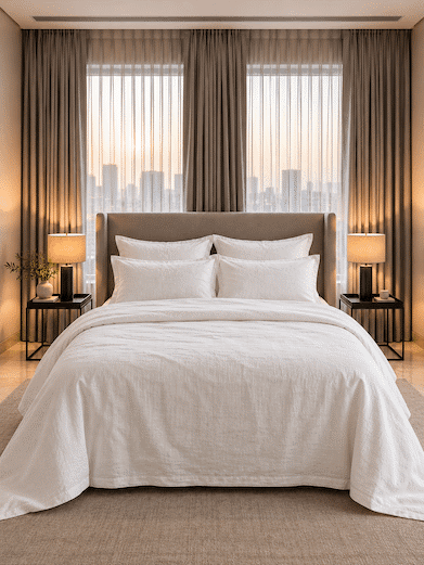 Linen Collection Queen Size Bedsheet with 2 Pillowcases