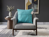 Blue pleated geometric poly silk cushion cover with textured designer pattern