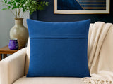 Blue suede cushion cover with plain solid design