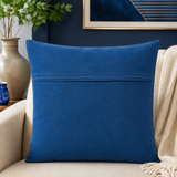 Blue suede cushion cover with plain solid design