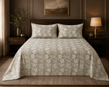 Flora Floral Printed 3 Pcs Cotton King Size Bedcover Set