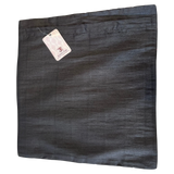 Jagdish Store decorative throw pillow cover in black with subtle sheen and red pleated channel detail.