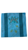 Jagdish Store blue polyester cushion cover with floral embroidery and zipper closure, 16x16 inch square design.