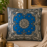 Sky Blue Decorative Sequins Work Cushion Cover