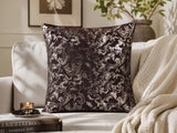 Brown Floral Foil Printed Velvet Cushion Cover - Jagdishstoreonline