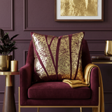Burgundy Abstract Foil Printed Velvet Cushion Cover