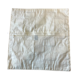 Jagdish Store cream decorative throw pillow cover with metallic silver leather accents and textured fabric finish.