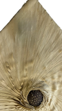 Jagdish Store beige embellished accent pillow cover with radiating pleats and gold accents.