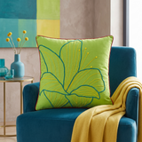 Green Floral Embroidered Cushion Cover