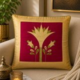 Gold Floral Patch Work Cushion Cover
