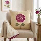 Beige Rose Floral Velvet Cushion Cover