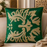 Green Floral Chain Embroidered Cushion Cover