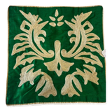 Green Floral Chain Embroidered Cushion Cover