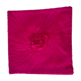 Jagdish Store fuchsia square throw pillow cover with radiating pleated design and central rosette accent.