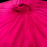 Jagdish Store fuchsia decorative square throw pillow cover with a radiating pleated design and central rosette.