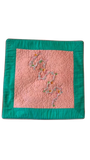 Jagdish Store green and pink polyester cushion cover with decorative bead work and zipper closure, 16x16 inches.