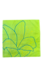Jagdish Store green polyester cushion cover with yellow and teal floral embroidery, 16x16 inch square with zipper.