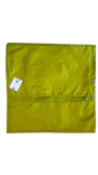 Jagdish Store decorative pillow cover in lime green satin with white floral lace trim. Features a smooth, lustrous finish and elegant floral accents.