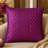 Purple Woven Loop Cross Patti Cushion Cover