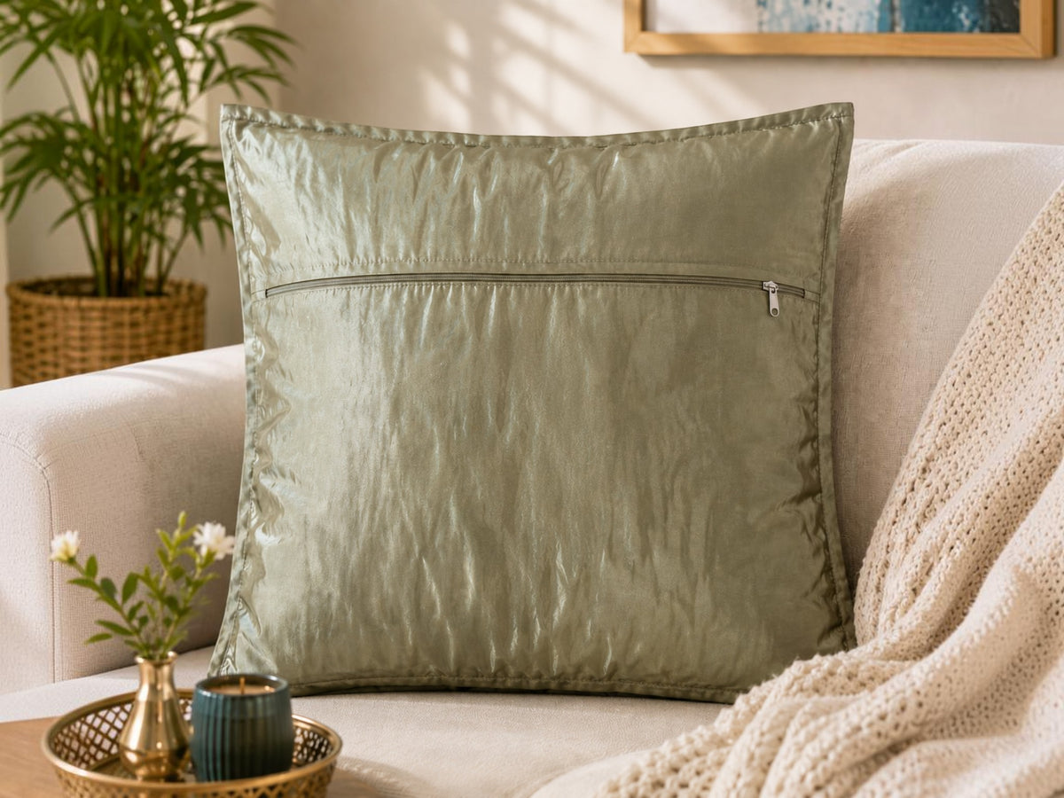 Jagdish Store decorative cushion cover with layered grey and black ruffled fabric for a textured modern look.