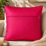 Jagdish Store reversible throw cushion cover with yellow scooter and pink and blue paisley print on navy fabric.