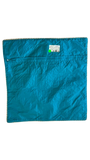 Jagdish Store teal decorative pillow cover with gold sequin and bead geometric embellishments.
