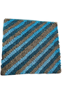 Jagdish Store textured pillow cover with diagonal blue and gray stripes and smocked detail.