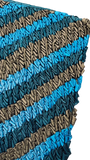 Jagdish Store decorative pillow cover with textured blue and gray stripes and smocked detail.