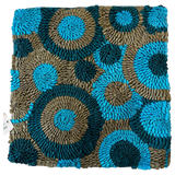 Jagdish Store decorative throw pillow cover with teal, turquoise, and bronze fabric ribbons in concentric circles.