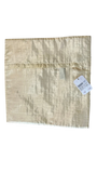 Jagdish Store decorative woven cushion cover in cream, beige, and gold stripes. Textured fabric with a subtle sheen.