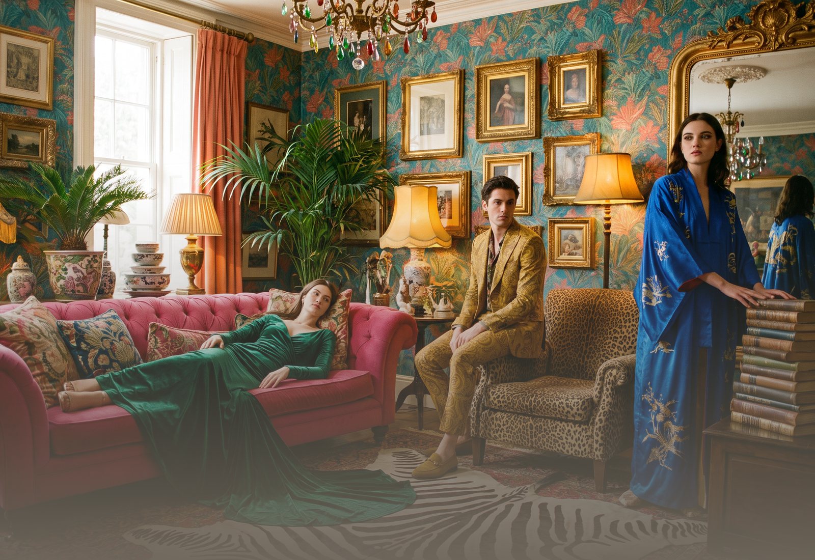 Curtain and upholstery fabrics stacked by colour
