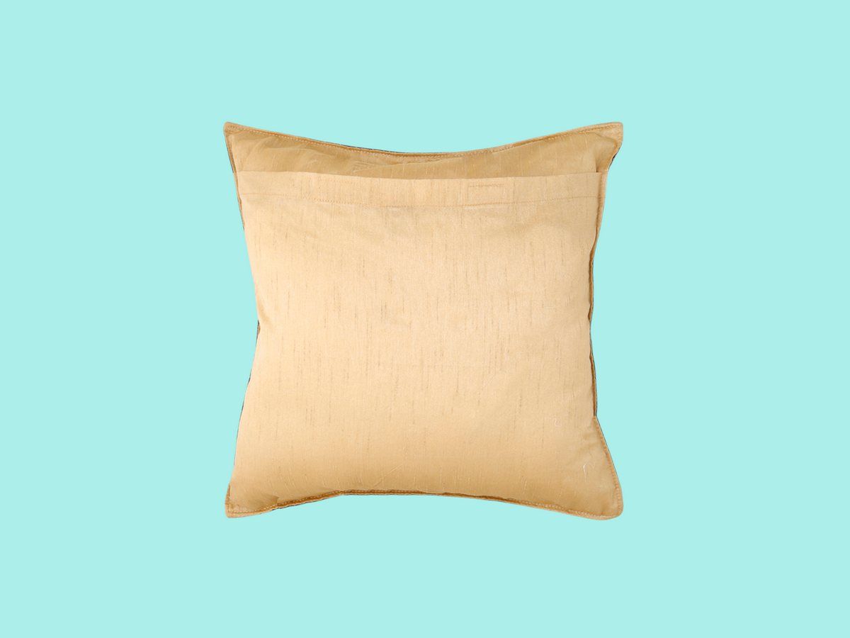 Plain gold art silk reverse of the maroon medallion cushion cover